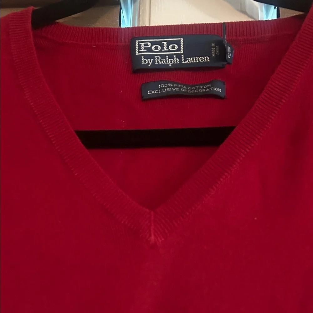 Polo by Ralph Lauren Men's Red V-Neck Sweater Vest